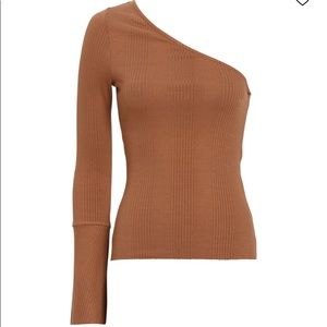 The Range asymmetrical ribbed top designed for a sleek one-shoulder silhouette S